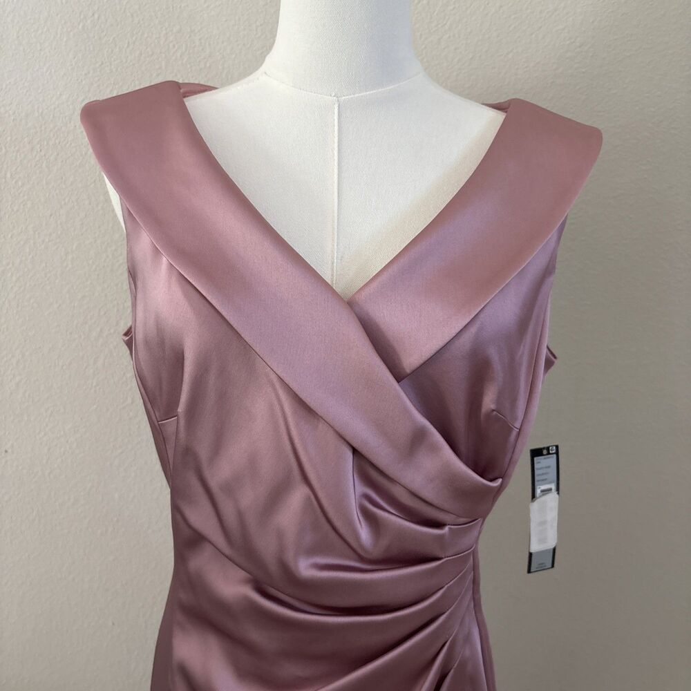 Tamari Arthur S Levine Satin Blush Pink Ruched Cocktail Dress Off Shoulder Sz 8